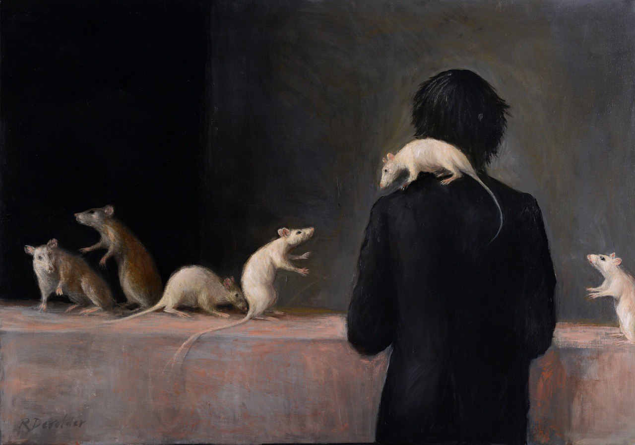 Roland Devolder - Les rats de compagnie (Company Rats) [oil on canvas, 2000s]